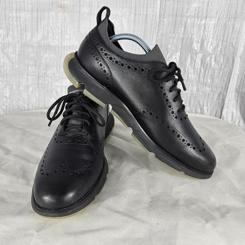 Cole Haan 4.ZERØGRAND Men's 9.5 Wingtip Oxford Black Leather Loafer Shoes C33452
